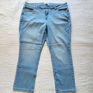 Sonoma Womens Light Blue Straight Leg Stretchy Jeans w/minimal distress Size 18P